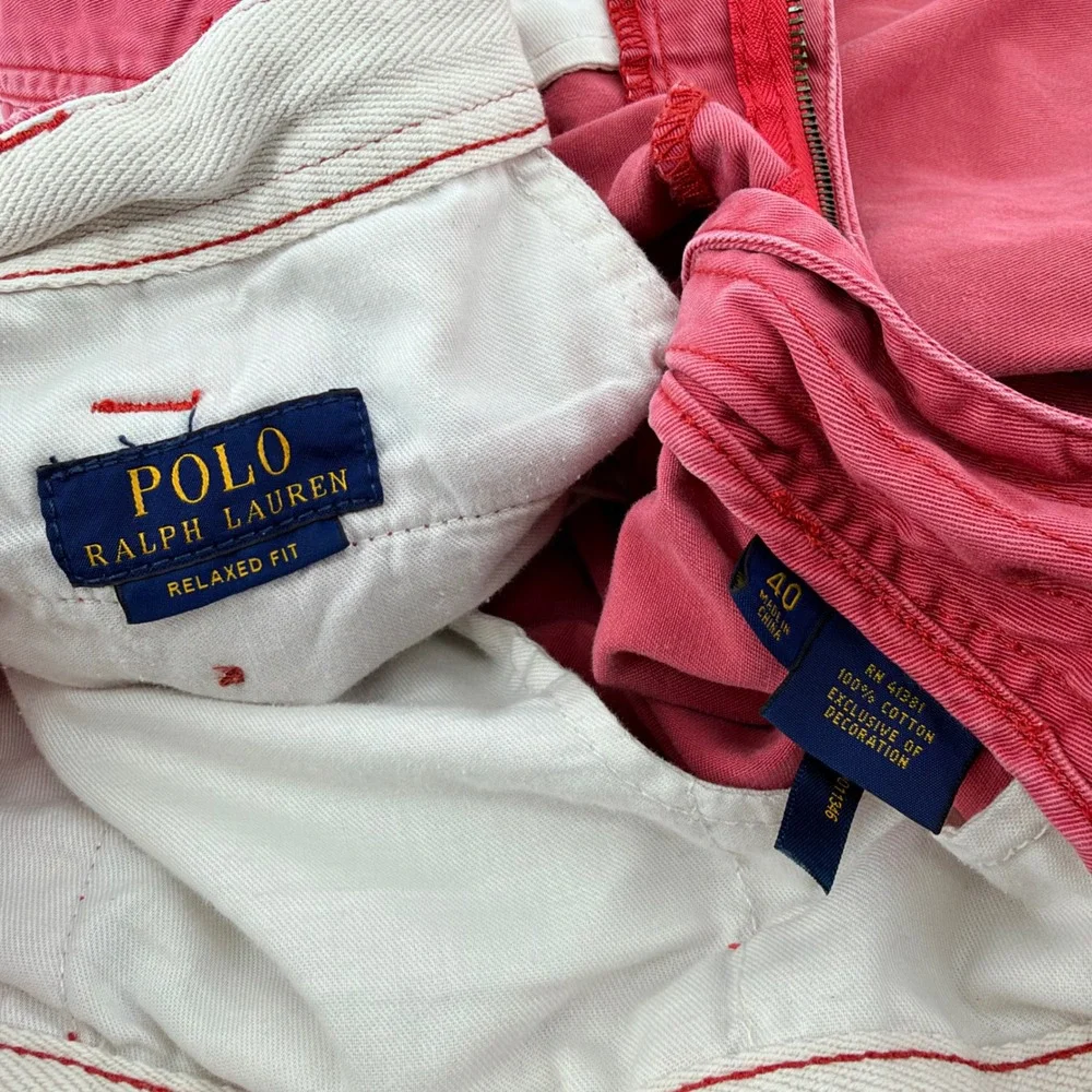 Polo Ralph Lauren Relaxed Fit Chino Shorts 40 Salmon Pink Coral Cotton Preppy